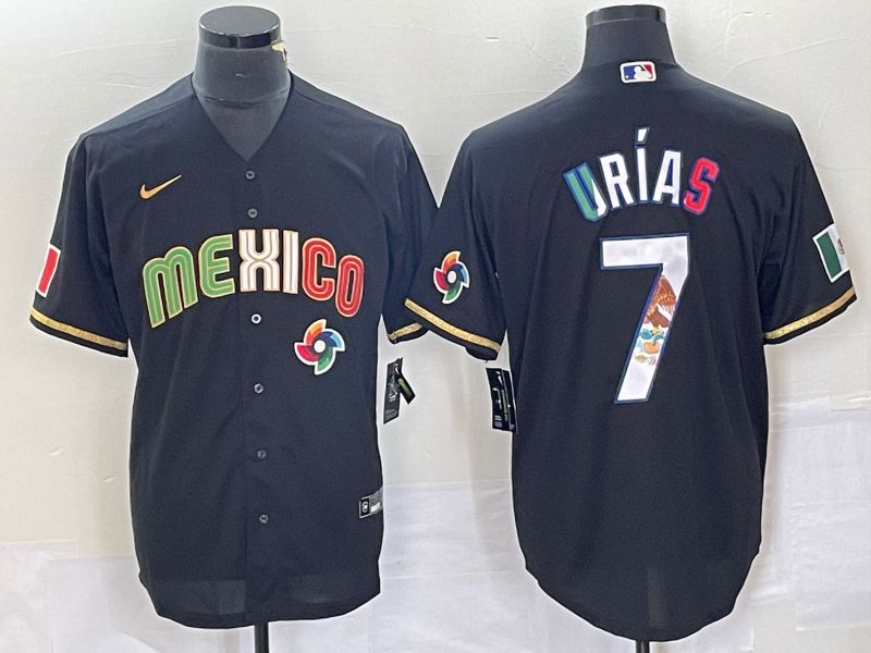 Men 2023 World Cub Mexico 7 Urias Black Nike MLB Jersey style 91815